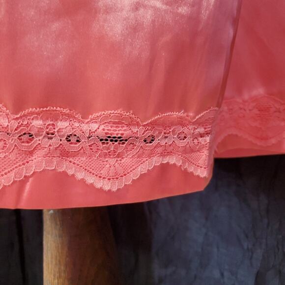 EKOUAER Women's Robe GLOSSY SATIN Coral Pink OPEN NO BELT Women's Small - Picture 7 of 9